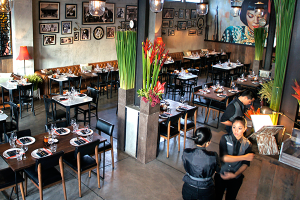 Retro-oriental restaurant Mama San. 