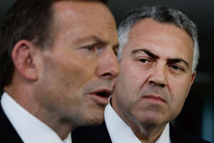Close confidantes ... Prime Minister Tony Abbott (left) and Treasurer Joe Hockey.