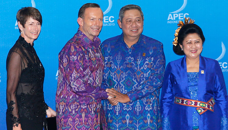 Australia's Prime Minister Tony Abbott and wife Margaret Aitken with Indonesia's President Susilo Bambang Yudhoyono and his wife Ani Yudhoyono in October.