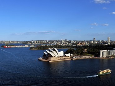 A ferry passes the Sydney Opera House