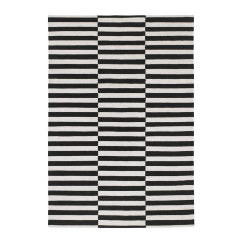 3. ‘STOCKHOLM’ Rug, flat woven, black stripe black, off-white