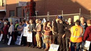 The protesters typically form a human chain around a test drilling site and then are forced to move by police.