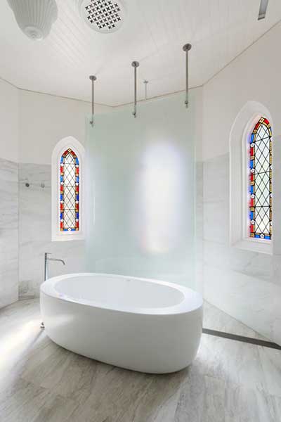 A bathroom fit for a baptism, by Victorian firm Williams Boag Architects. Photo courtesy of Sonia Mangiapane. 