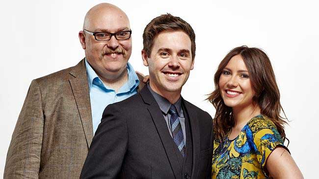 Richard with Spicks and Specks mates Josh Earl and Ella Hooper. 