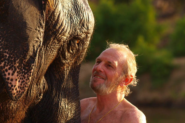 Mark Shand with one of his beloved elephants. Photo: AAP.