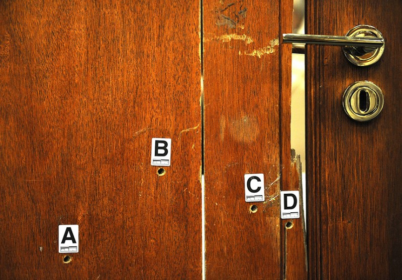 The door through which Reeva Steenkamp was shot used as evidence.