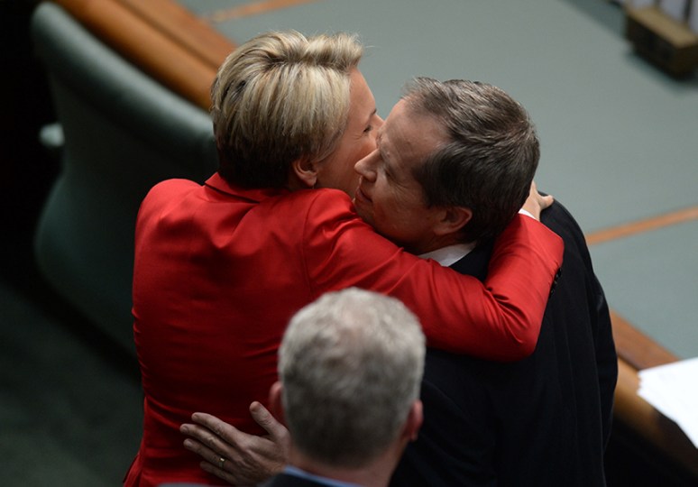 Tanya Plibersek congratulates Shorten.