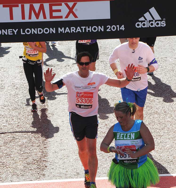 The author crosses the finish line. 