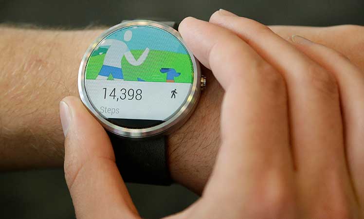 The Moto 360 by Motorola, an Android Wear smartwatch.