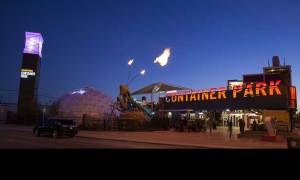 Container Park is made entirely of shipping containers.