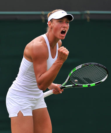 Belgium's Yanina Wickmayer celebrates her victory over Sam Stosur. Photo: Getty