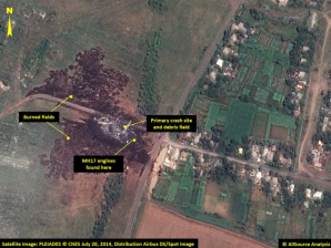 The primary crash site which came close to houses.