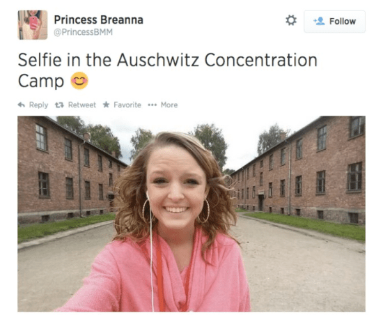 Breanna Mitchell Auschwitz selfie