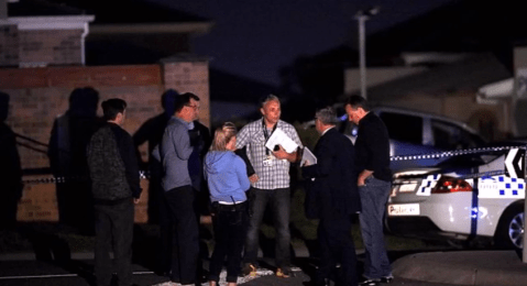 Police officers at the scene of the fatal shooting in Endeavour Hills.