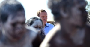 Prime Minister Tony Abbott is greeted with a traditional Welcome to Country.