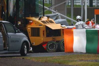 The mobile crane Bianchi struck. Photo: Getty