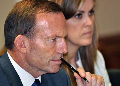 Tony Abbott and chief of staff Peta Credlin. Photo: AAP