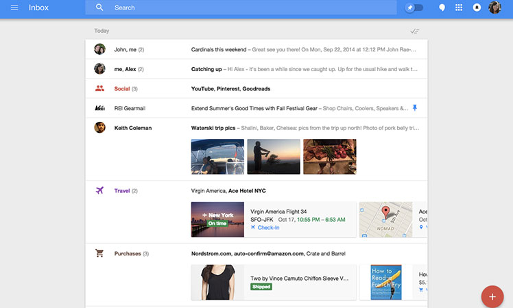 The new look Google Inbox.
