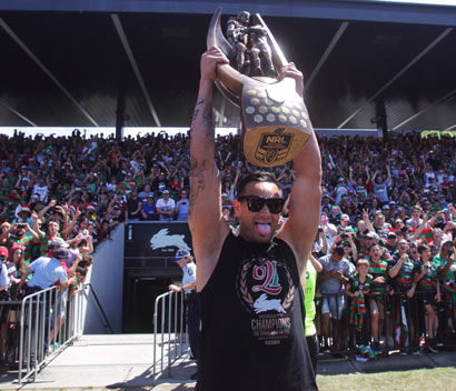 Skipper John Sutton with the spoils of victory. Photo: Getty