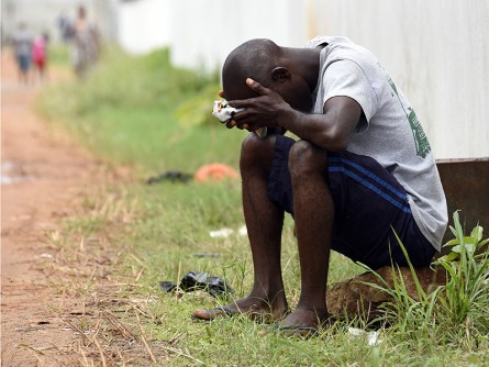 Getty. Suspected Ebola sufferer in Monrovia on October 2