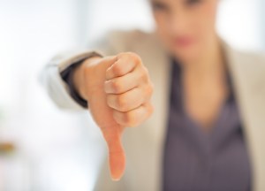 thumbs down turn down a job
