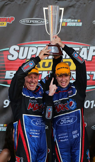 Winning team: veteran Paul Morris and rookie Chaz Mostert. Photo: Getty