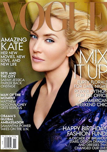 Kate Winslet's 2013 Vogue Cover was criticised for the heavily Photoshopped images. Photo: Vogue