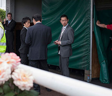 Concerned Japanese connections of Admire Rakti, who is being treated by vets after he collapsed. Photo: Sarah Kinsella.