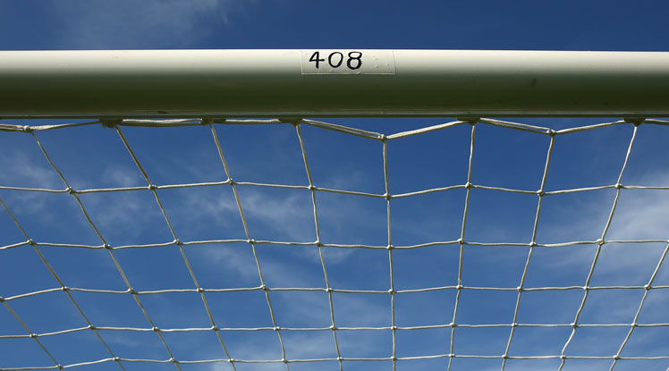 The test playing number of Phillip Hughes on the crossbar in the A-League match between Western Sydney Wanderers and Sydney FC. Photo: Getty