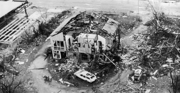 A house on the outskirts of Darwin which was wrecked by Cyclone Tracy.