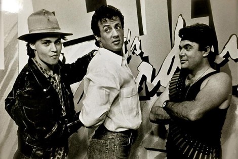 Darryl Somers (Right), with Johnny Depp and Sylvestor Stallone in the show's heyday. Photo: Hey, Hey It's Saturday Facebook