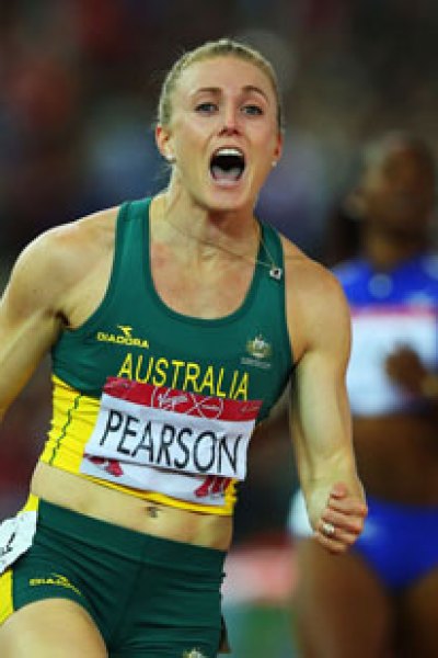 Sally Pearson crosses the line in Glasgow. Photo: Getty