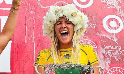 Gilmore celebrates her sixth ASP World Title.