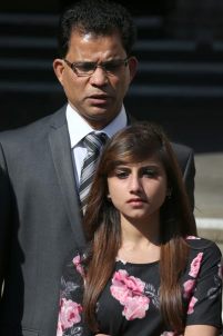 Ms Saldanha's husband, Ben Barboza, and daughter, Lisha.