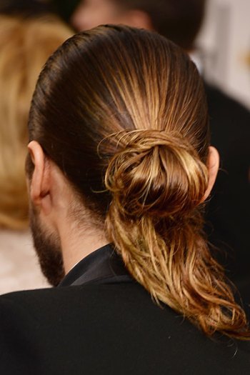 Jared Leto rocks the man bun. 