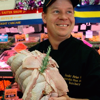 Adam Stratton with his famous Turducken.