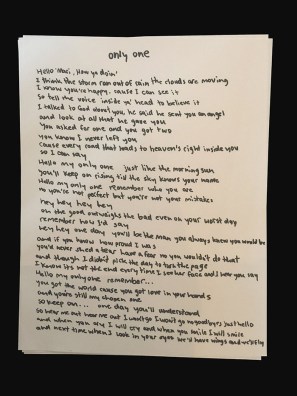 Lyrics from 'Only One'.