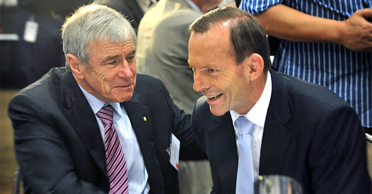 With Prime Minister Tony Abbot. Photo: Getty