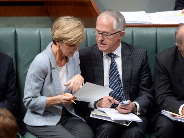 Getty. Julie Bishop and Malcolm Turnbull