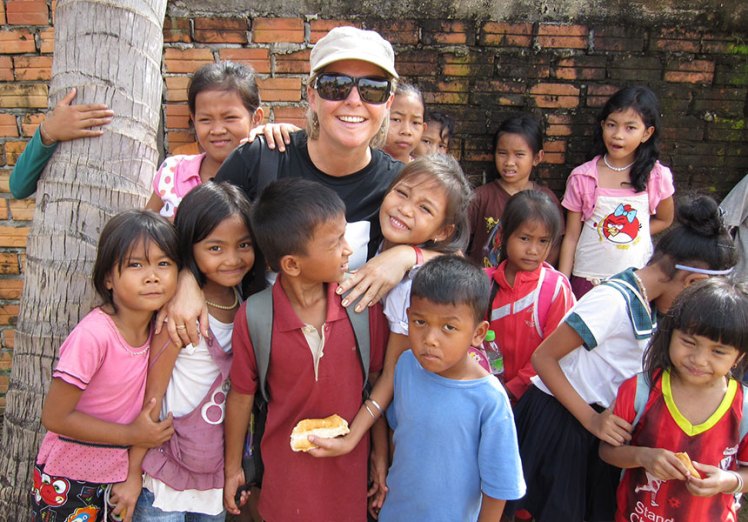 Joanne McKell with some of her students in Siem Reap. Source: Supplied.