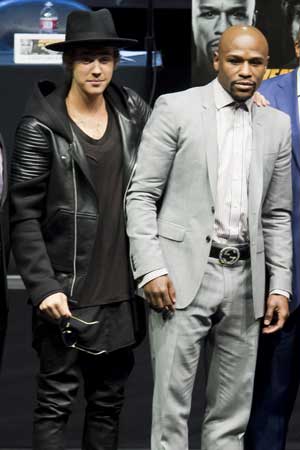 Justin Bieber and Floyd Mayweather. Photo: Getty