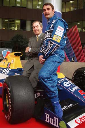 Nigel Mansell and his championship-winning Williams. Photo: AAP