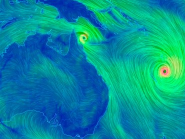 The size of Cyclone Pam can be seen on this wind chart. Photo: ABC