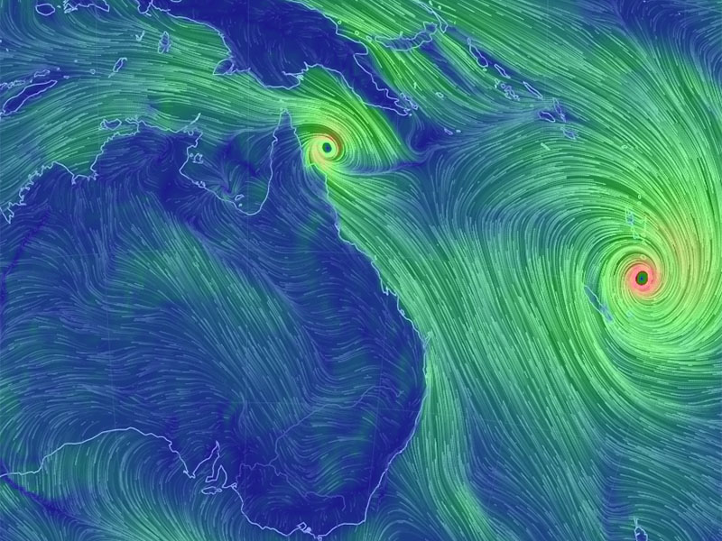 The size of Cyclone Pam can be seen on this wind chart. Photo: ABC