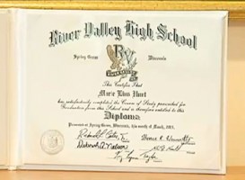 Ms Hunt's high school diploma.