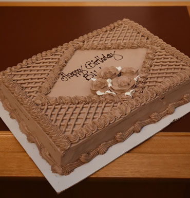 The ChocBouquet cake seen in the caucus room. Source: AAP.