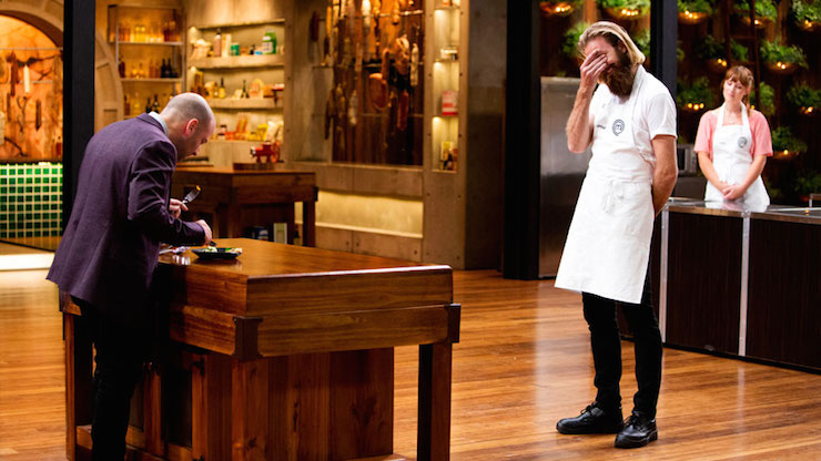 Jarrod has a moment of doubt with judge George Calombaris.
