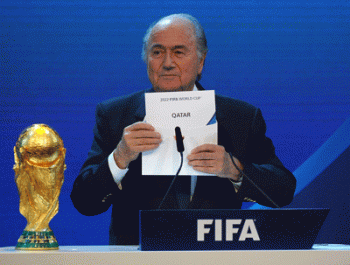 FIFA president Sepp Blatter awards the 2022 World Cup to Qatar. Photo: Getty