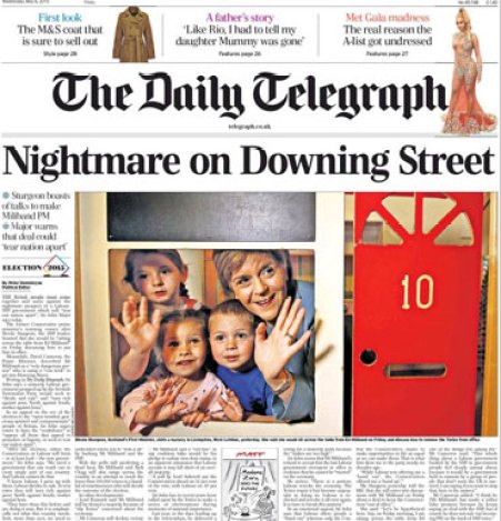 The SNP's Nicola Sturgeon was cast as the woman who would break up the UK. 