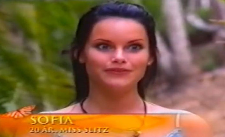 Sofia Hellqvist in a still from the reality show Paradise Hotel.